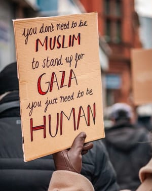 protest sign: Gaza